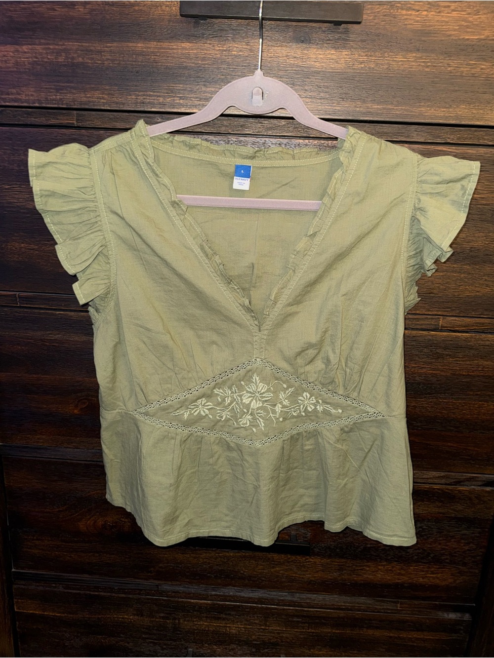 Old Navy Olive Green Ruffled Sleeved Tank Top